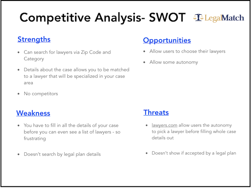 SWOT for Legal match
